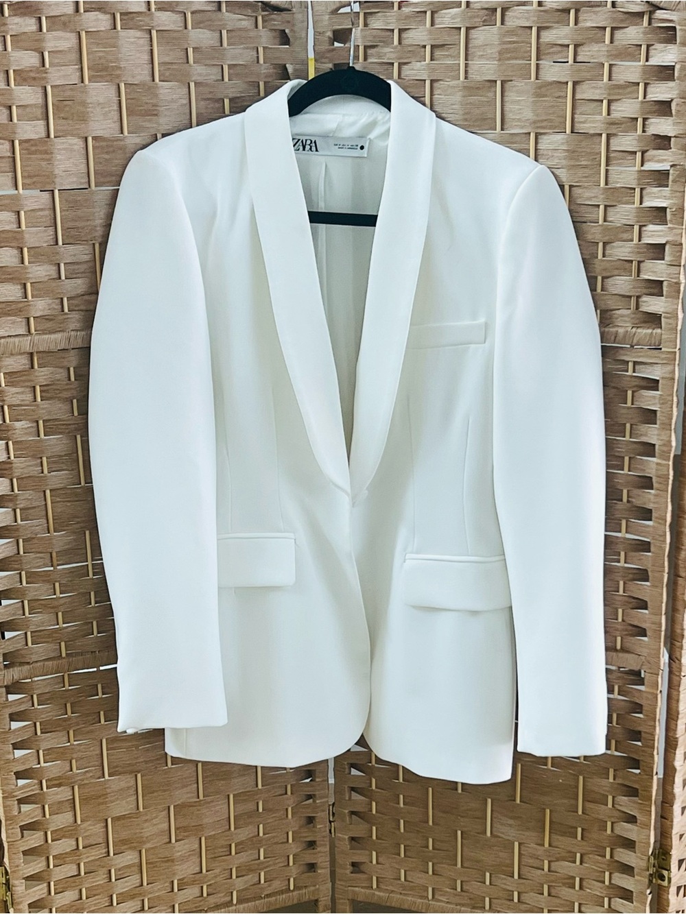 ZARA White Shawl Collar Blazer Jacket